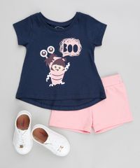 Conjunto-Infantil-Boo-Monstros-S-A-de-Blusa-Manga-Curta-Azul-Marinho---Short-em-Moletom-Rosa-9370444-Rosa_3
