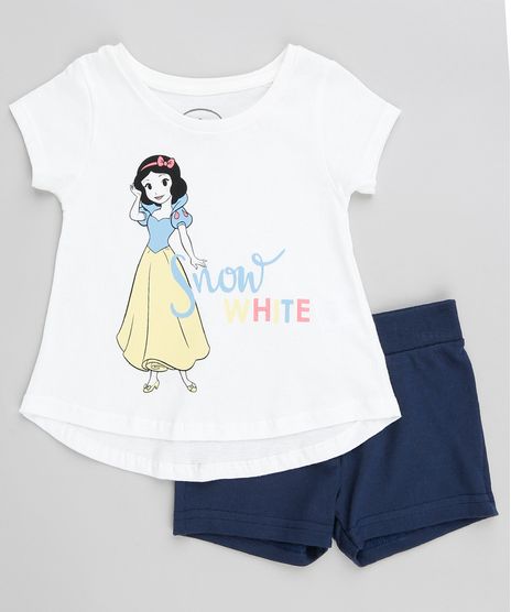 Conjunto-Infantil-Branca-de-Neve-de-Blusa-Manga-Curta-Branca---Short-em-Moletom-Azul-Marinho-9370442-Azul_Marinho_1