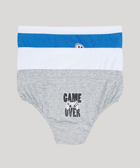 Kit de 3 Cuecas Infantis Multicor Menor preço em Kit de 3 Cuecas Infantis Multicor