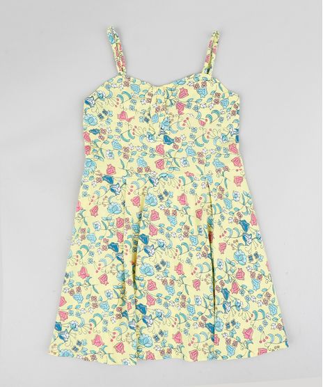 Vestido-Infantil-Estampado-Floral-com-No-Alca-Fina-Amarelo-9127259-Amarelo_1