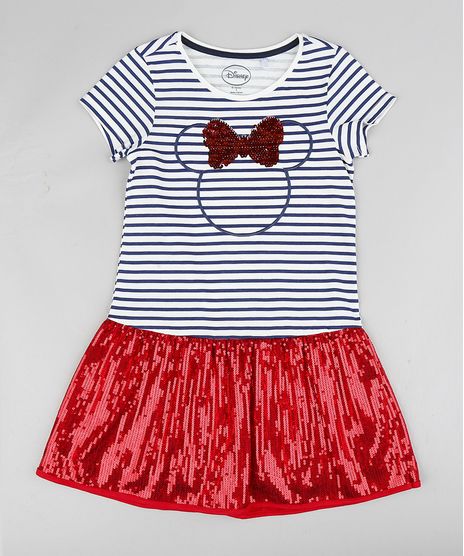 Vestido-Infantil-Minnie-Listrado-com-Paetes-Manga-Curta-Branco-9370552-Branco_1