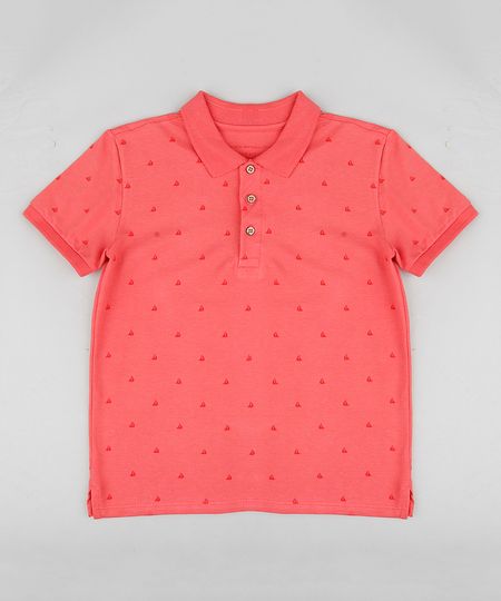 Polo-Infantil-em-Piquet-Estampada-de-Barco-Manga-Curta-Coral-9330369-Coral_1
