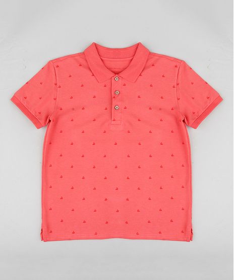 Polo-Infantil-em-Piquet-Estampada-de-Barco-Manga-Curta-Coral-9330369-Coral_1