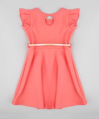 Vestido-Infantil-com-Babado-e-Cinto-Manga-curta-Coral-9337304-Coral_2