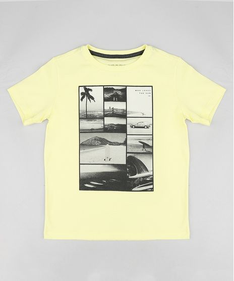 Camiseta-Infantil-Estampa--Praia--Manga-Curta-Gola-Careca-Amarela-9420592-Amarelo_1