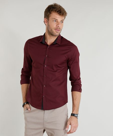 Camisa-Masculina-Slim-Manga-Longa-Vinho-9251573-Vinho_1 Camisa-Masculina-Slim-Manga-Longa-Vinho-9251573-Vinho_1