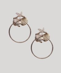 Brinco-Feminino-Argola-com-Estrela-do-Mar-e-Conchas-Dourado-9261833-Dourado_1