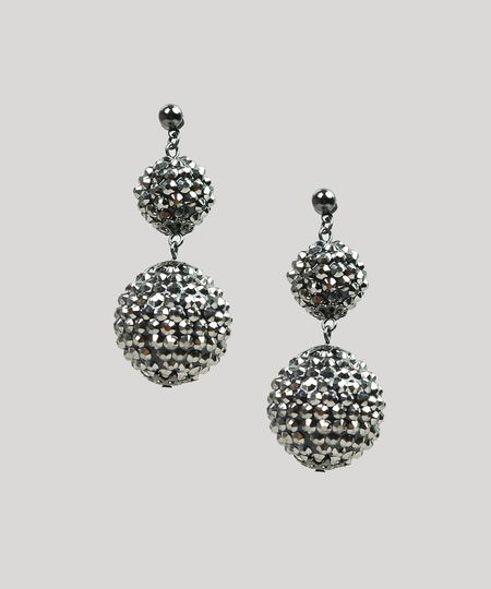Brinco-Feminino-com-Bolas-em-Strass-Grafite-9281036-Grafite_1