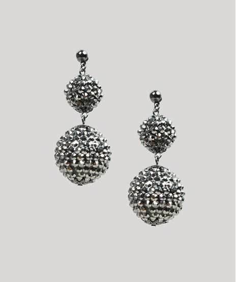 Brinco-Feminino-com-Bolas-em-Strass-Grafite-9281036-Grafite_1