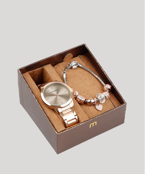 Kit-de-Relogio-Analogico-Mondaine-Feminino---Pulseira---53733LPMGRE1K-Rose-9401306-Rose_1