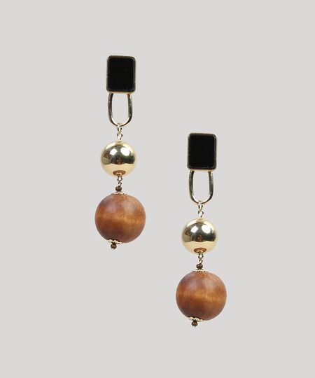 Brinco-Feminino-com-Bolas-Madeira-Dourado-9261865-Dourado_1