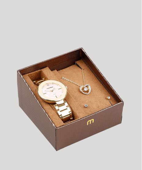 Kit-de-Relogio-Analogico-Mondaine-Feminino---Brinco---Colar---53613LPMVDE1ka-Dourado-9398552-Dourado_1