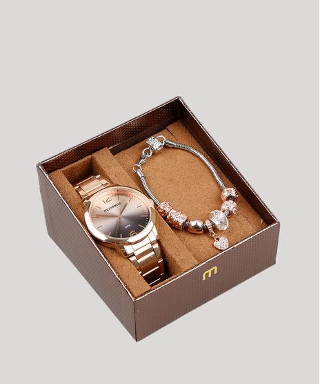 Kit-de-Relogio-Analogico-Mondaine-Feminino---Pulseira---53731LPMGRE2K-Rose-9401252-Rose_1