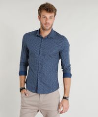 Camisa-Masculina-Slim-Estampada-Mini-Print-Manga-Longa-Azul-Marinho-9253696-Azul_Marinho_1