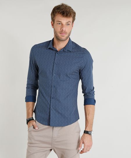 Camisa-Masculina-Slim-Estampada-Mini-Print-Manga-Longa-Azul-Marinho-9253696-Azul_Marinho_1