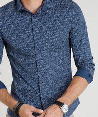 Camisa-Masculina-Slim-Estampada-Mini-Print-Manga-Longa-Azul-Marinho-9253696-Azul_Marinho_4