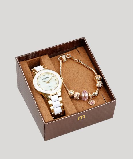 Kit-de-Relogio-Analogico-Mondaine-Feminino---Pulseira---53688LPMVDF3K-Dourado-9401300-Dourado_1
