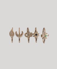 Kit-de-5-Aneis-Femininos-com-Pingentes-da-Sorte-Dourado-9266343-Dourado_3