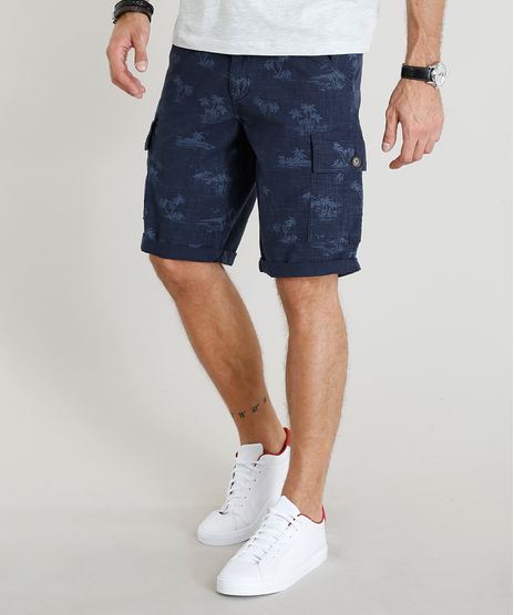 Bermuda-Cargo-Masculina-Estampada-de-Coqueiros-Azul-Marinho-9308310-Azul_Marinho_1