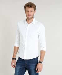 Camisa-Masculina-Slim-Estampada-de-Folhagem-Manga-Longa-Branca-9253693-Branco_1