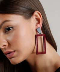 Brinco-Feminino-Longo-Geometrico-de-Acrilico-Vinho-9266328-Vinho_2