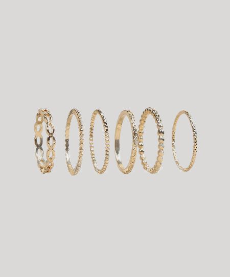 Kit-de-6-Aneis-Femininos-Texturizados-Dourado-9261874-Dourado_1