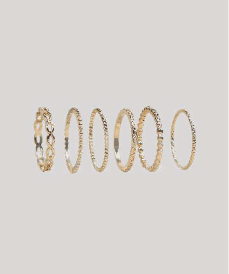 Kit-de-6-Aneis-Femininos-Texturizados-Dourado-9261874-Dourado_1