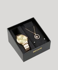 Kit-de-Relogio-Analogico-Seculus-Feminino---Brinco---Colar---20464LPSVDA1K-Dourado-9399692-Dourado_1