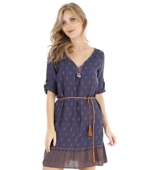 Vestido-Estampado-de-Paisley-com-Cinto-Azul-Marinho-8235039-Azul_Marinho_1