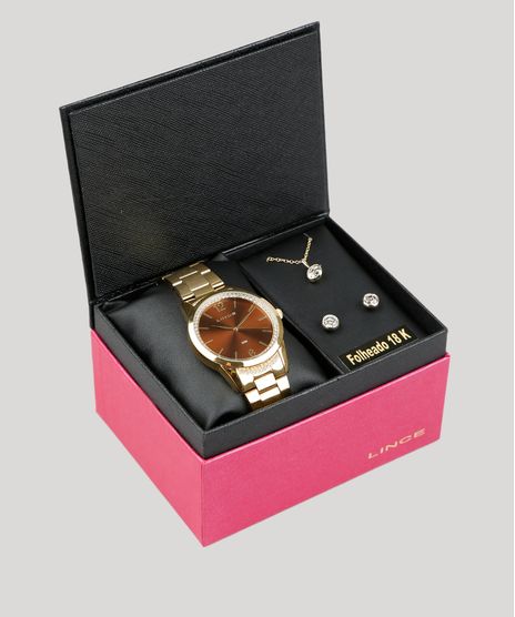 Kit-de-Relogio-Analogico-Lince-Feminino---Colar---Brinco---LRGJ075L-KD49N2KX-Dourado-9400732-Dourado_1