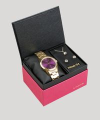 Kit-de-Relogio-Analogico-Lince-Feminino---Colar---Brinco---LRGJ075L-KD50U2KX-Dourado-9400795-Dourado_1