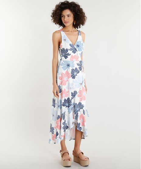 Vestido-Feminino-Midi-Envelope-Estampado-Floral-Decote-V-Bege-Claro-9355195-Bege_Claro_1