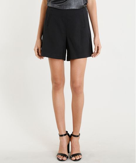 Short-Feminino-Cintura-Alta-Texturizado-com-Ziper-Preto-9252230-Preto_1