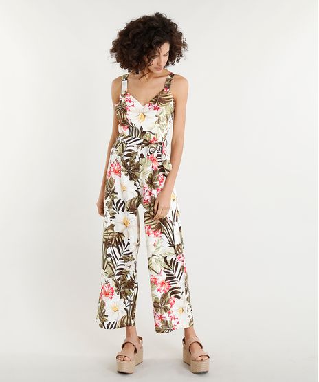 Macacao-Feminino-em-Linho-Estampado-Floral-Tropical-com-Faixa-para-Amarrar-Branco-9277512-Branco_1