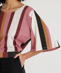 Blusa-Feminina-Listrada-com-Lurex-Manga-Curta-Decote-Redondo-Rosa-Escuro-9355541-Rosa_Escuro_4 Blusa-Feminina-Listrada-com-Lurex-Manga-Curta-Decote-Redondo-Rosa-Escuro-9355541-Rosa_Escuro_4