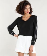 Blusa-Feminina-com-Vivo-Contrastante-Manga-Longa-Decote-V-Preta-9274114-Preto_1