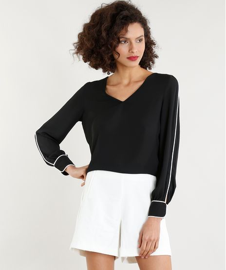 Blusa-Feminina-com-Vivo-Contrastante-Manga-Longa-Decote-V-Preta-9274114-Preto_1
