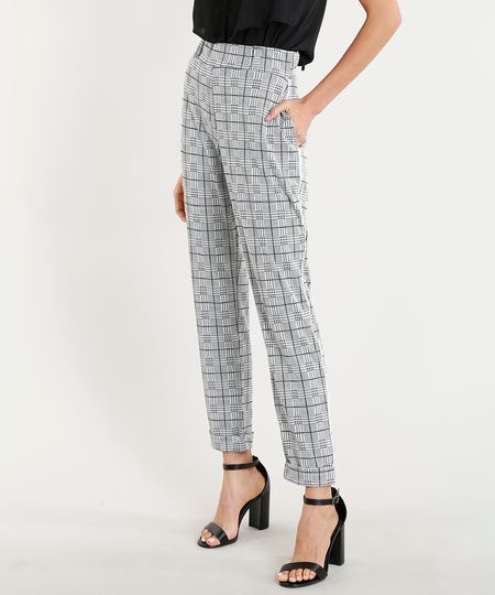 Calca-Feminina-Estampada-Xadrez-com-Bolsos-Branca-9360198-Branco_1 Calca-Feminina-Estampada-Xadrez-com-Bolsos-Branca-9360198-Branco_1