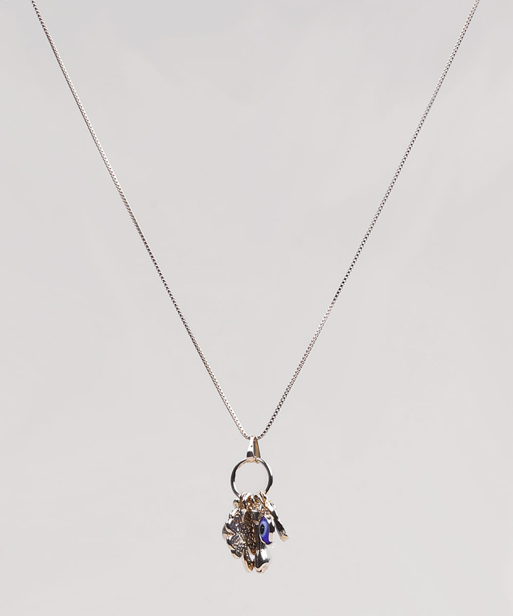 Colar Feminino com Pingentes da Sorte Dourado