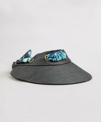 Viseira-de-Praia-com-Lenco-Estampado-e-Ilhos-Preta-9371864-Preto_3