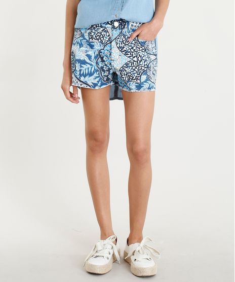 Short-de-Sarja-Feminino-Estampado-com-Barra-a-Fio-Azul-9372341-Azul_1