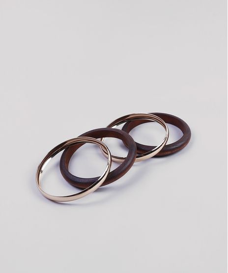 Kit-de-4-Pulseiras-Femininas-com-Madeira-Dourado-9275679-Dourado_1