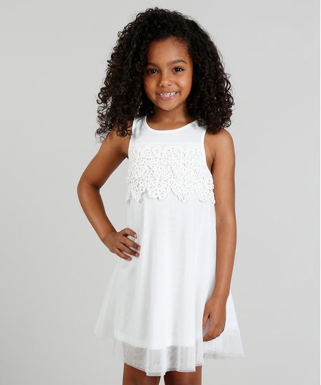 vestido branco renda infantil
