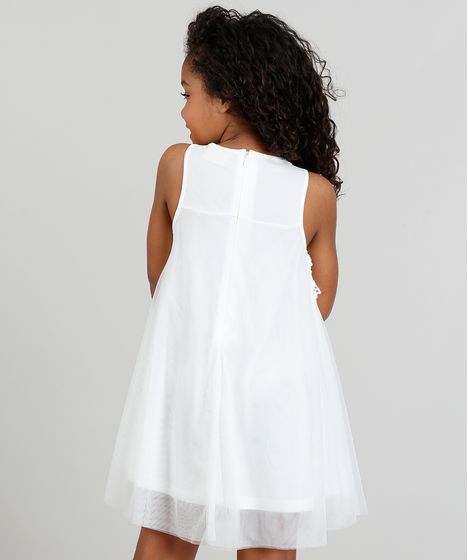 vestido branco renda infantil