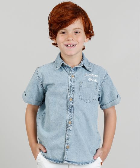 Camisa-Jeans-Infantil--Summer-4ever--Manga-Curta-Gola-Esporte-Azul-Claro-9320862-Azul_Claro_1