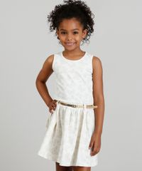 Vestido-Infantil-Estampado-de-Borboletas-com-Cinto-Metalizado-Bege-Claro-9318141-Bege_Claro_1