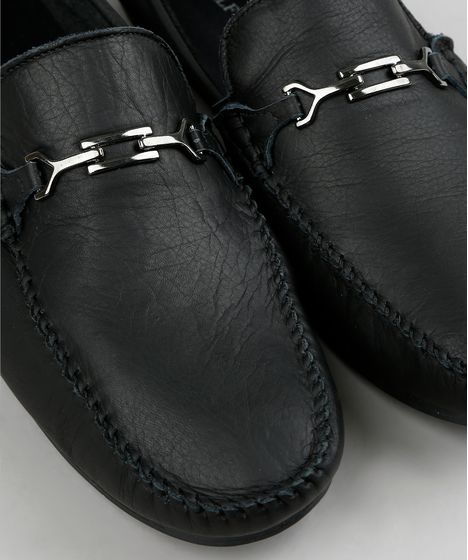 mocassim couro preto masculino