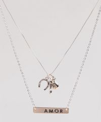 Colar-Feminino-Duplo-com-Pingentes-da-Sorte--Amor--Dourado-9289197-Dourado_1