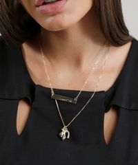 Colar-Feminino-Duplo-com-Pingentes-da-Sorte--Amor--Dourado-9289197-Dourado_2