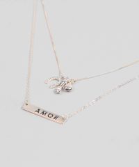 Colar-Feminino-Duplo-com-Pingentes-da-Sorte--Amor--Dourado-9289197-Dourado_3